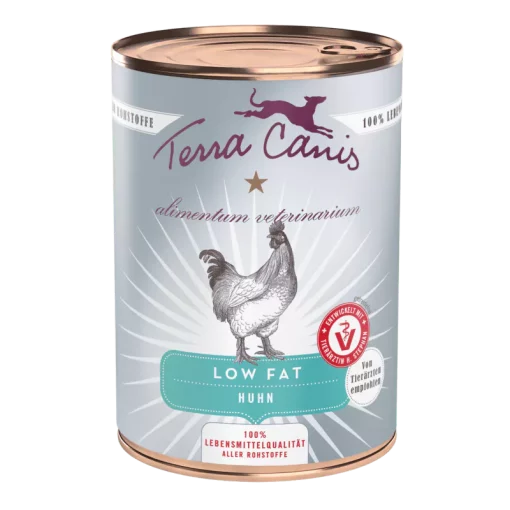 Low Fat poulet. Gamme spécifique pour les chiens souffrant de problème de surpoids ou de pancréas.