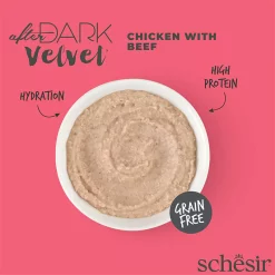 Schesir Dark Mousse poulet/bœuf 80GR. En vente chez Crafty Fox.
